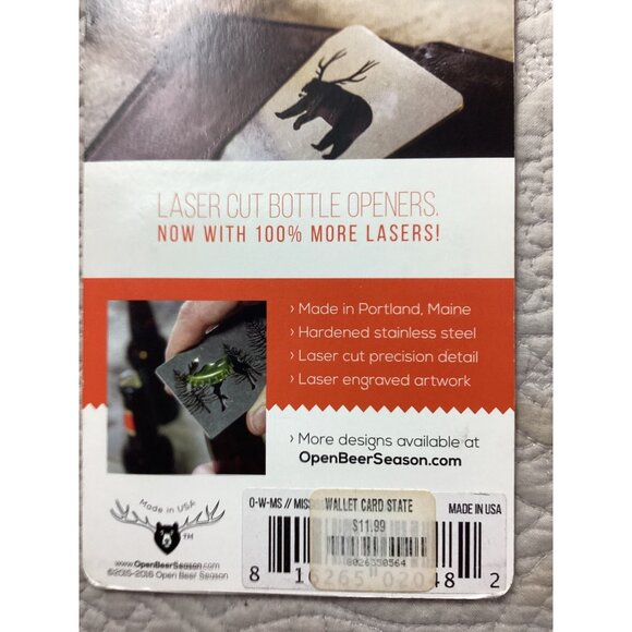 Laser-Cut Wallet Bottle Opener*Mississippi Silhouette*Stainless Steel*USA*NIP - Picture 3 of 3
